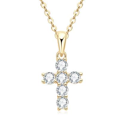 925 Sterling Silver Cross Pendant with Moissanite

