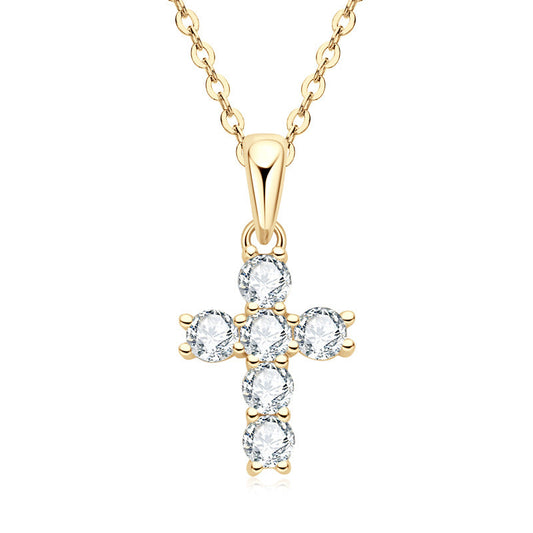925 Sterling Silver Cross Pendant with Moissanite

