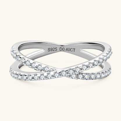 Sterling Silver Criss-Cross Moissanite Band


