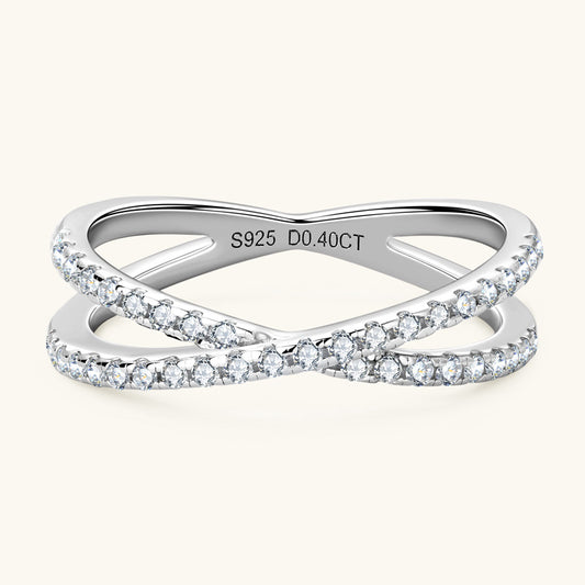Sterling Silver Criss-Cross Moissanite Band

