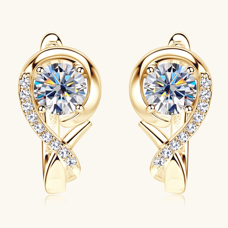 925 Sterling Silver Moissanite Swirl Hoops

