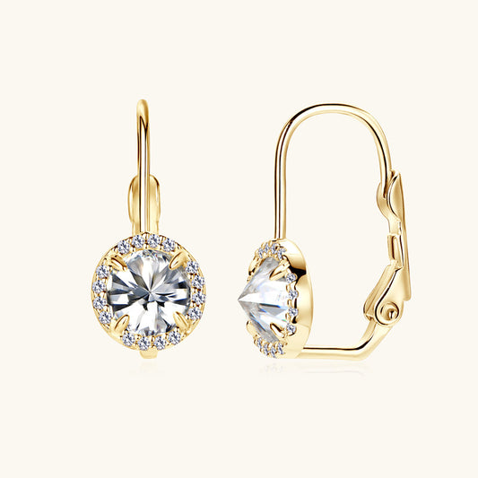 gold moissanite earrings Elegant Moissanite Leverback Earrings

