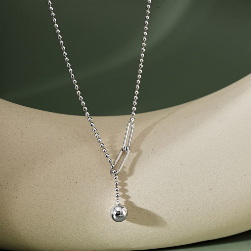 Elegant Silver Ball & Chain Necklace

