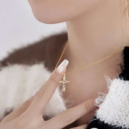 Birthstone Cross Necklac