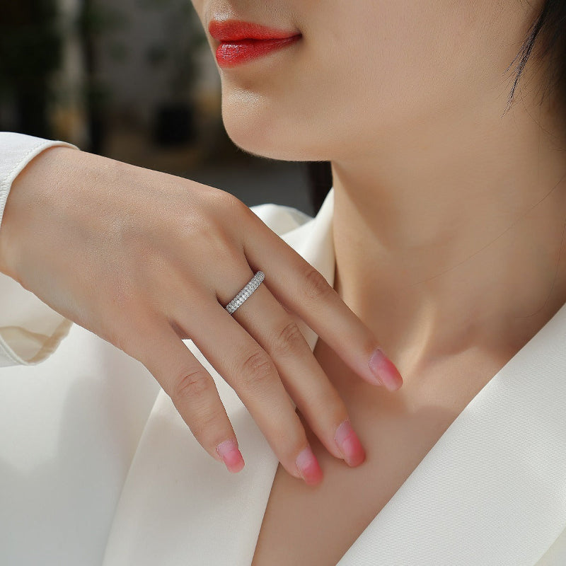 Sterling Silver Moissanite Cluster Band

