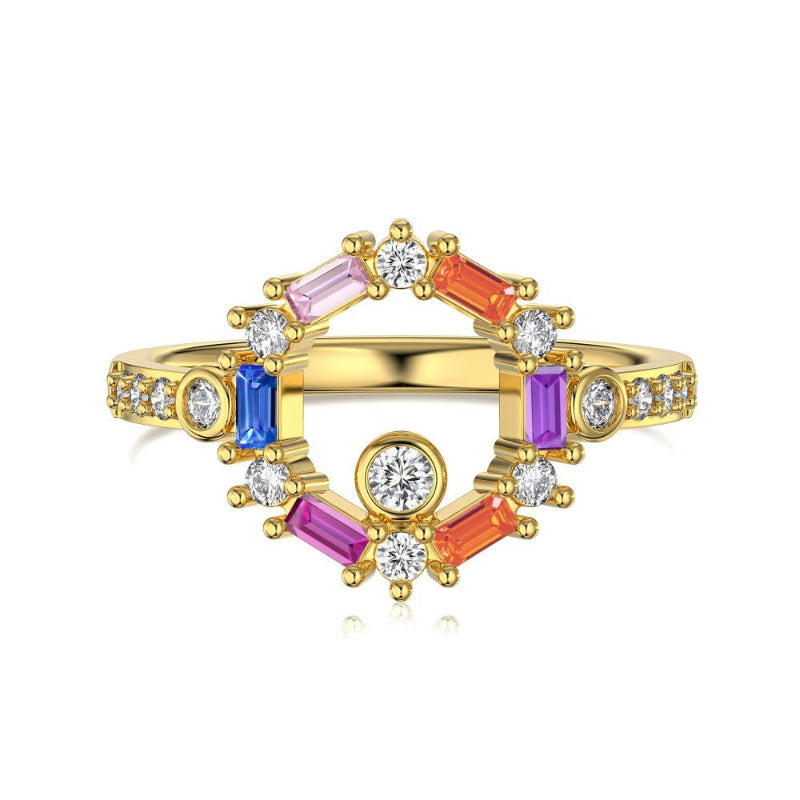 Gold Plated Circle Zirconia Statement Ring

