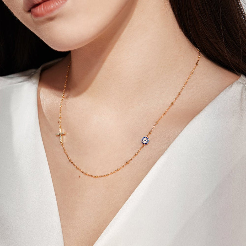 Delicate Religious and Protective Charm Necklace

