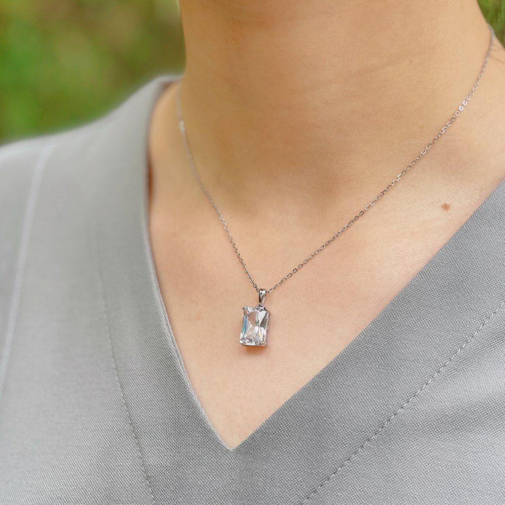 Silver with Rectangular Gem
