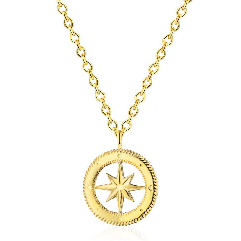 Geometric Compass Rose Silver Charm

