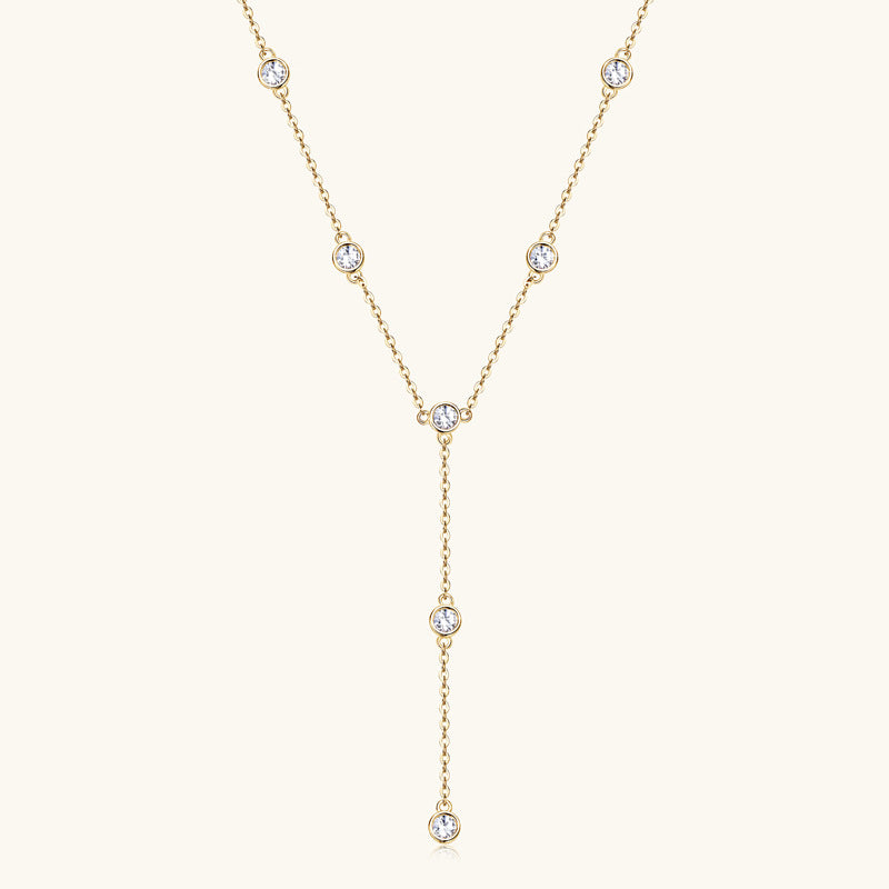 Sterling Silver Moissanite Y Drop Necklace