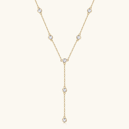Sterling Silver Moissanite Y Drop Necklace