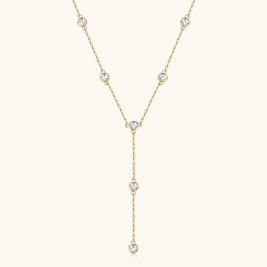 Sterling Silver Moissanite Y Drop Necklace