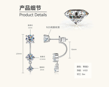 Moissanite Linear Drop Earrings