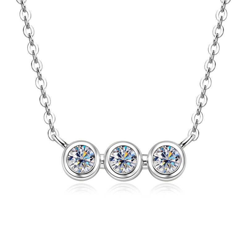Three-Stone Moissanite Pendant Necklace