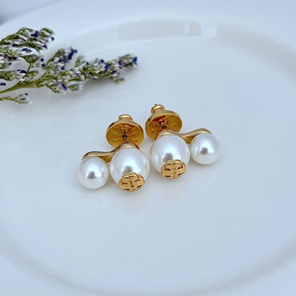 Tory Burch Logo Pearl Pendant Earrings for Women