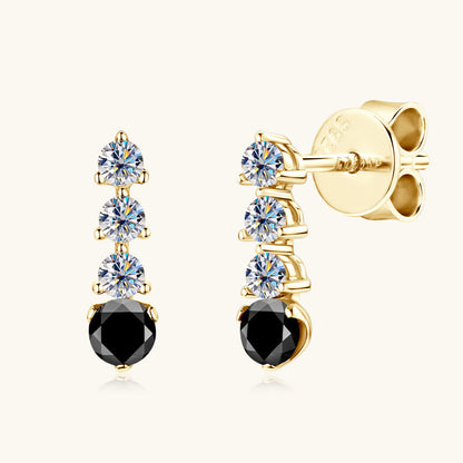 Moissanite and Black Onyx Drop Earrings