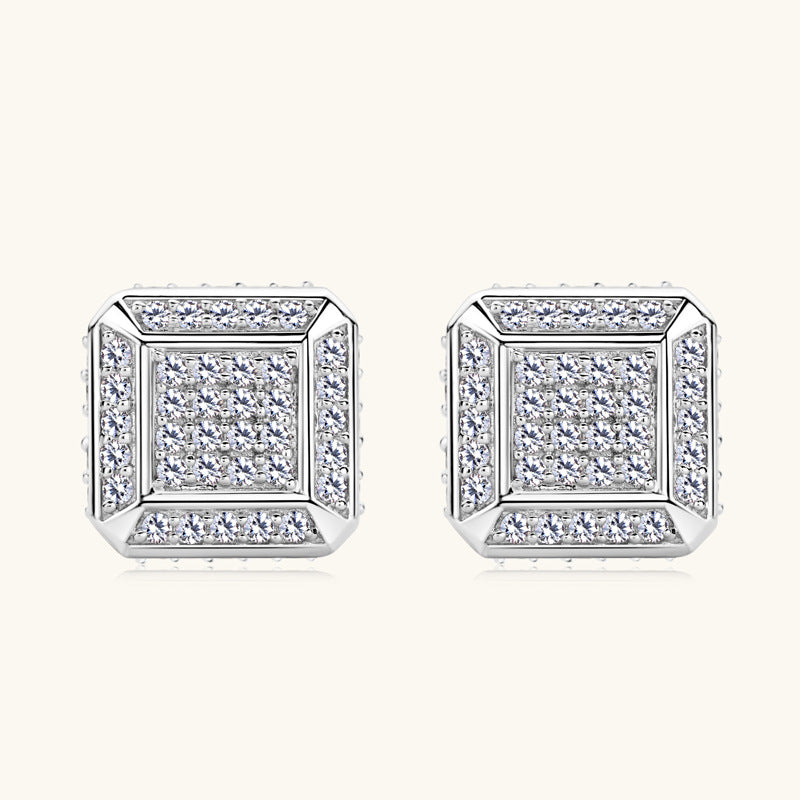 Moissanite Pave Square Stud Earrings