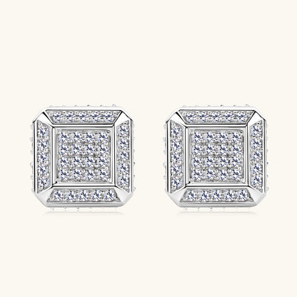 Moissanite Pave Square Stud Earrings