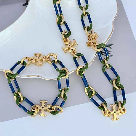 Tory Burch Enamel Chain Bracelet Necklace