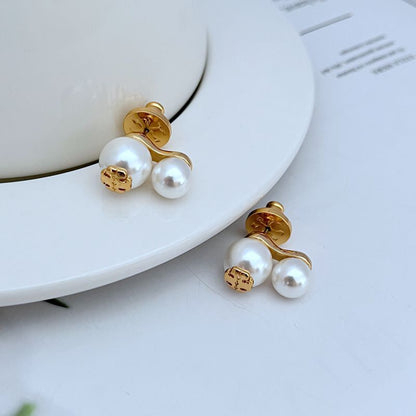 Tory Burch Logo Pearl Pendant Earrings for Women