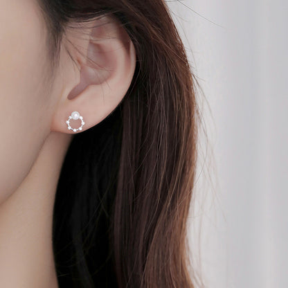 Diamond Circle Stud Earrings