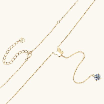 Y-Necklace with Moissanite Butterfly Pendant