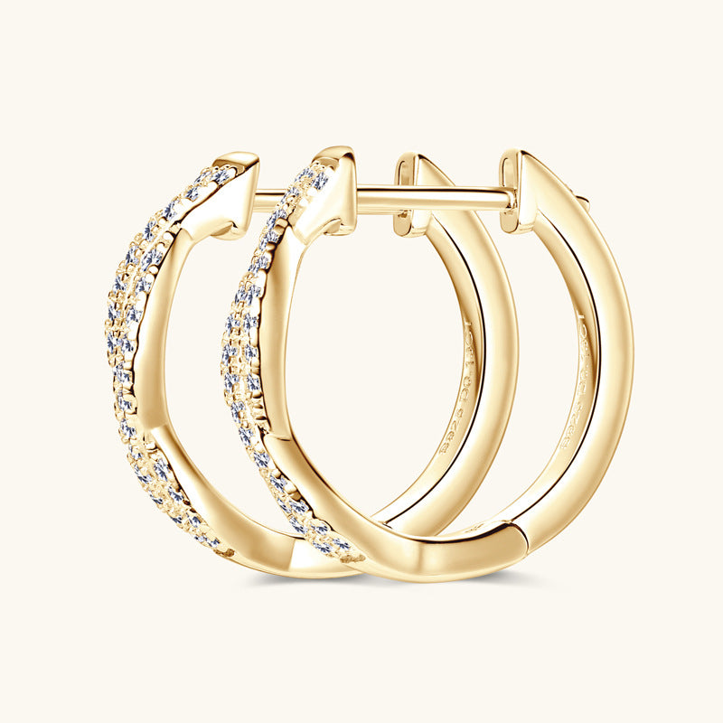 Sterling Silver Twisted Moissanite Huggies