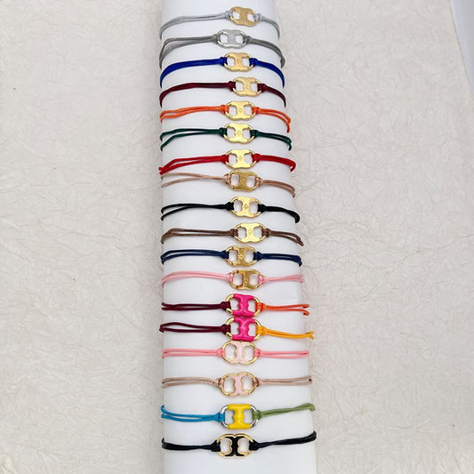Tory Burch Dopamine Colorful Cord Hand-Woven Enamel Logo Bracelet