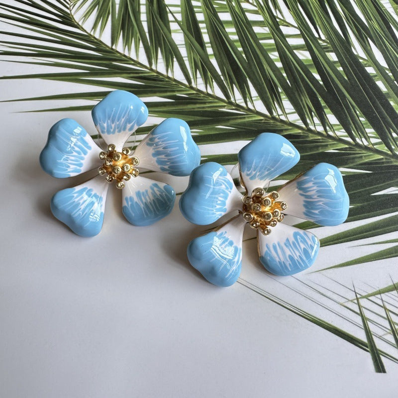 Oscar de la Renta Gradient Enamel Cherry Blossom Studs