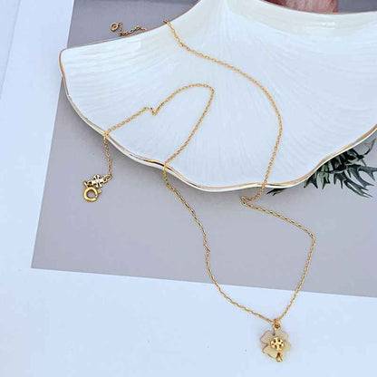 新款时尚轻奢气质简约镶嵌亚克力英文字母花朵造型女款精美项链