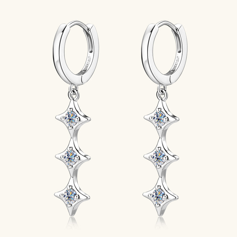 Three-Stone Moissanite Drop Earrings