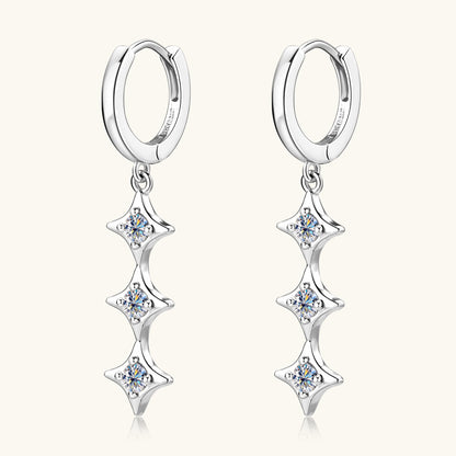 Three-Stone Moissanite Drop Earrings