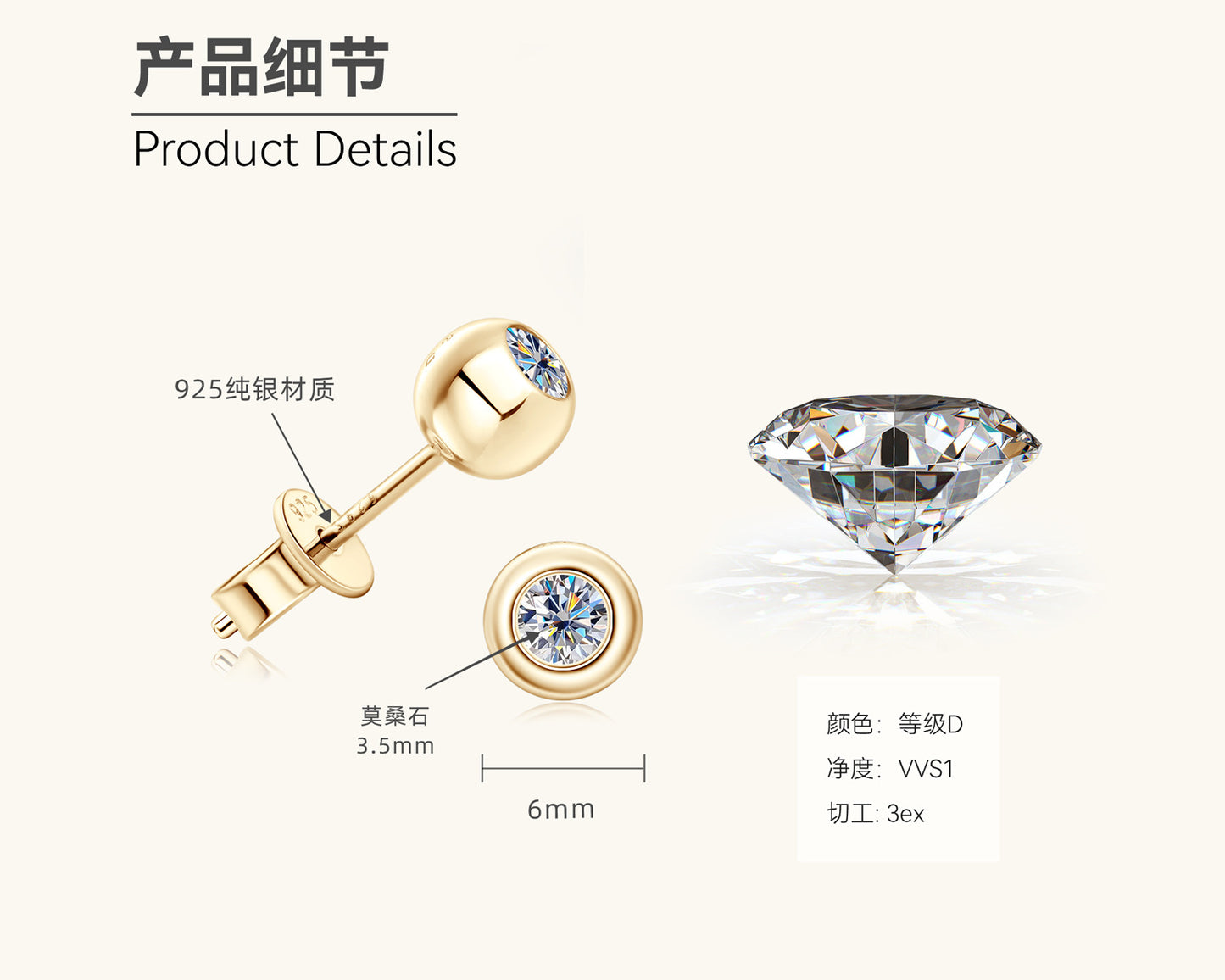 Simple Moissanite Stud Earrings
