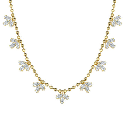 Leaf Bead Chain Zirconia Necklace for Women