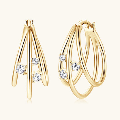Moissanite Triple Hoop Earrings