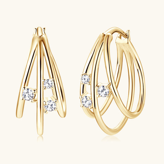 Moissanite Triple Hoop Earrings