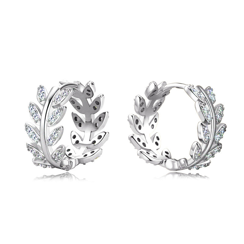 Sparkling Leaf Hoop Earrings