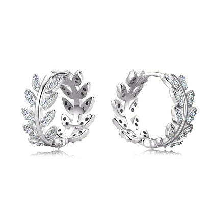 Sparkling Leaf Hoop Earrings
