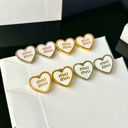 2025秋季新款爱心字母果糖色滴油耳钉时尚气质个性田园风百搭耳环