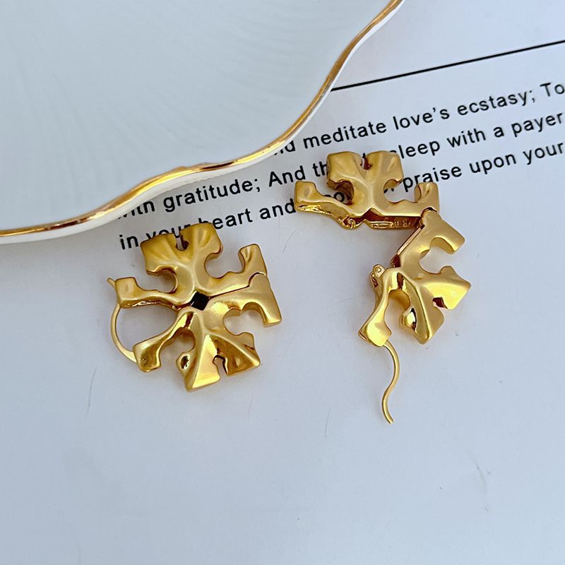Tory Burch Commuter-Style 3D Logo Metal Earrings Women's
