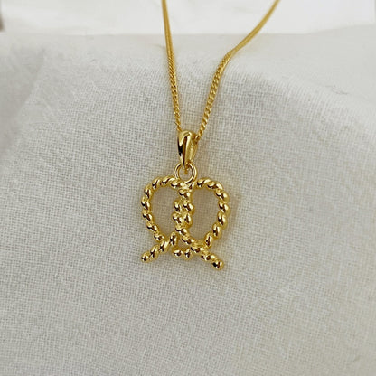 Heart Shape Twist Intersect Beaded Chain Pendant women