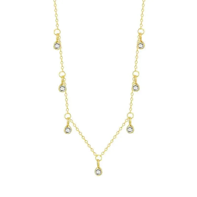 S925 Sterling Silver Geometric Teardrop Zircon Necklace Pendant - JIMMY JEWELRY 01