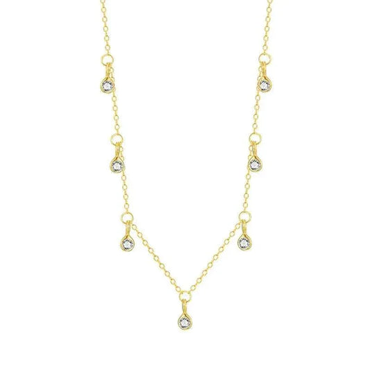 S925 Sterling Silver Geometric Teardrop Zircon Necklace Pendant - JIMMY JEWELRY 01