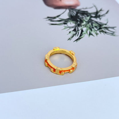 Tory Burch Enamel Geometric Circle Metal Ring women