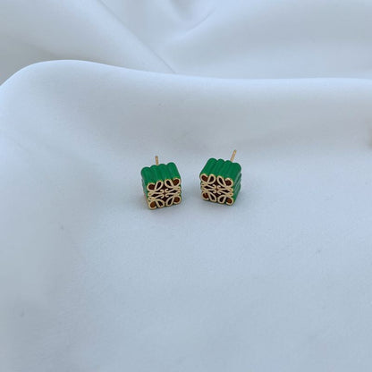 LOEWE Anagram Enamel Stud Earrings