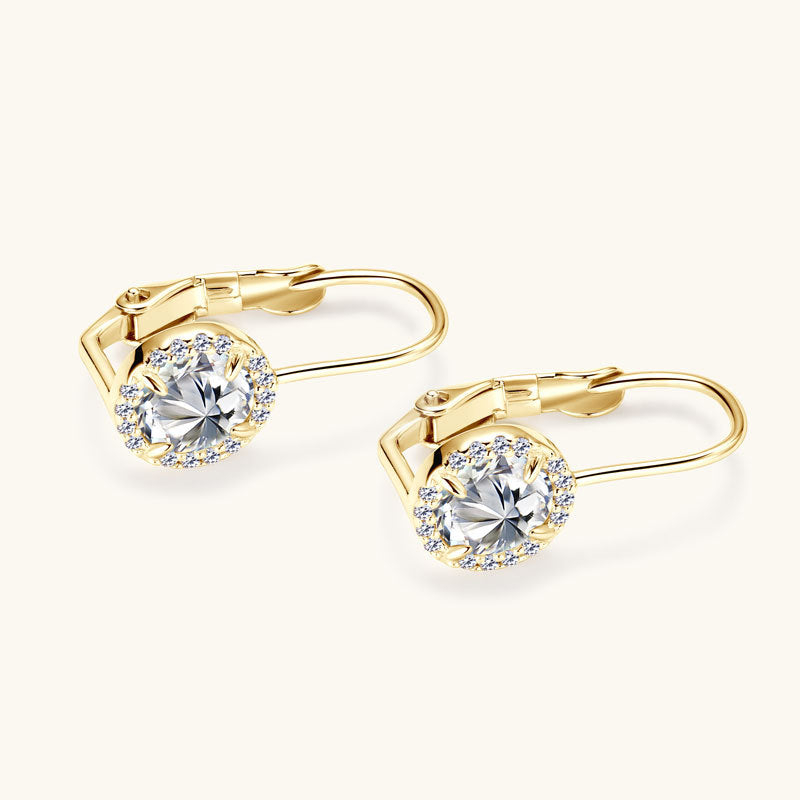 Moissanite Halo Drop Earrings