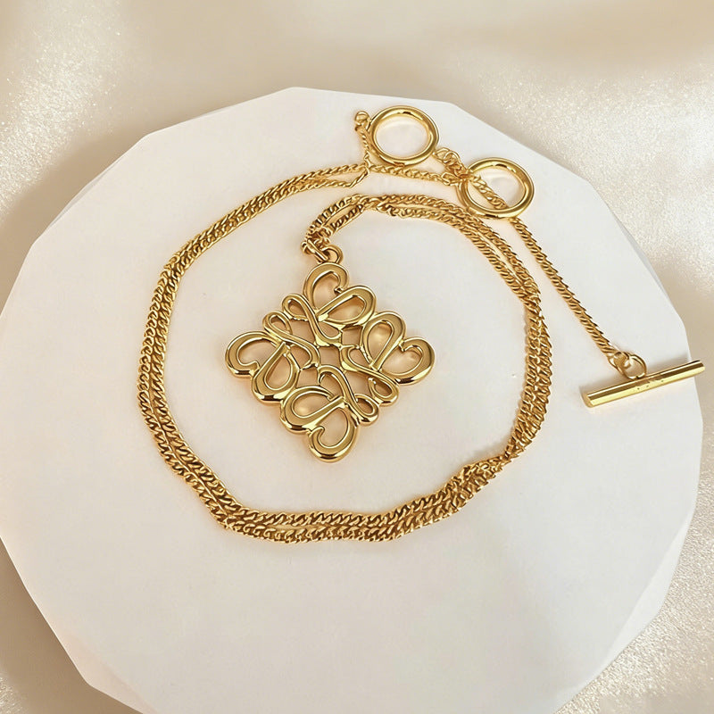 LOEWE Classic Cut-out Logo Square Pendant Necklace
