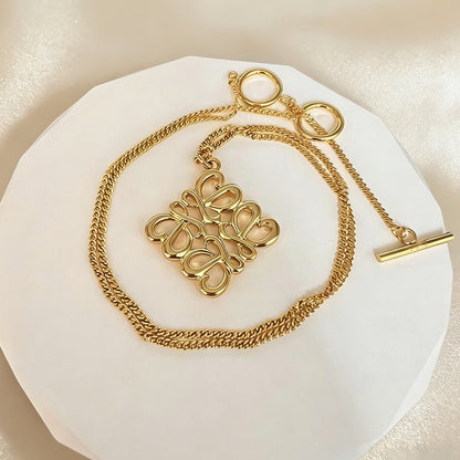 LOEWE Classic Cut-out Logo Square Pendant Necklace