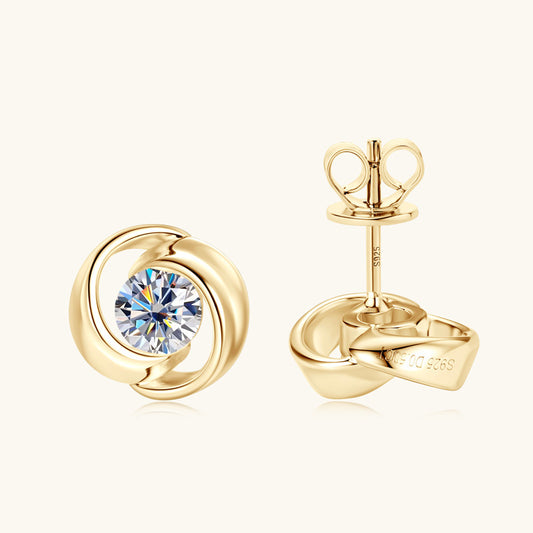 Moissanite Swirl Stud Earrings