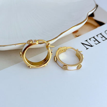 Tory Burch Classic Enamel Logo Metal Earrings women